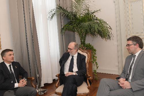 Il vicegovernatore Riccardi e l'assessore Roberti durante l'incontro con il vice ministro Edoardo Rixi